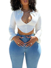 Sexy Crop Top Cut Out Shirt Langarm Frauen Tops