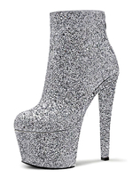 Sexy High Heel Stiefel Offene Spitze Reißverschluss Pailletten Sterne Print Stiletto Heel Silber Rave Club Oberschenkel Hohe Stiefel