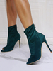 Sexy High Heel Stiefel Peep Toe Stiletto-Absatz Party Dunkelgrün Oberschenkelhohe Stiefel