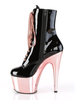 Sexy High Heel Stiefel Runde Zehen Schnür Reißverschluss Stiletto Heel Rave Club Black Ankle Sexy Stiefel