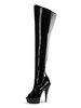 Sexy High Heel Stiefel Schwarz Runde Zehen Schwarz Stiletto Overknee Stiefel Für Frauen