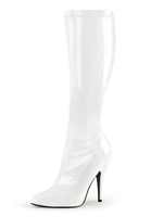 Sexy High Heel Stiefel Spitzschuh Paillette Stiletto Rave-Club Weiß Oberschenkel hohe Stiefel