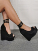 Sexy High Heels für Frauen Schwarze Peep Toe Wedge Heel Sexy Schuhe