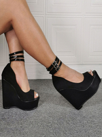 Sexy High Heels für Frauen Schwarze Peep Toe Wedge Heel Sexy Schuhe