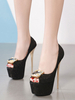 Sexy High Heels Glitzer-Plattform Offene Spitze Strass Pfennigabsatz Abendschuhe