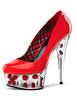 Sexy High Heels Plattform Transparent Blume Deko Runde Zehe Slip-on Frauen Pumpen (5;9 Zoll)
