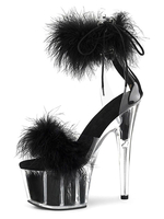 Sexy High Heels Sandalen für Frau Schwarz PU Leder Peep Toe Stiletto Heel Knöchelriemen Heels