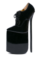 Sexy High Heels Schwarz Plattform Schnürschuhe aus Leder für Frauen