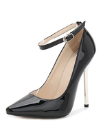 Sexy High Heels Schwarze spitze Zehe Knöchelriemen Pumps für Frauen