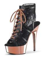 Sexy High Heels Stiefel Peep Toe Schnür Reißverschluss Stiletto Heel Rave Club Schwarz Sexy Ankle Boots