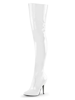 Sexy High Heels Stiefel Pointed Toe Zipper Pailletten Stiletto Heel Rave Club Weiß über dem Knie Stiefel