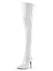 Sexy High Heels Stiefel Pointed Toe Zipper Pailletten Stiletto Heel Rave Club Weiße Oberschenkel High Boots