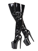 Sexy high heels stiefel runde spitze plattform Pfennigabsatz rave club schwarz oberschenkel hohe stiefel stripper schuhe