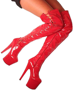 Sexy high heels stiefel runde spitze schnüren reißverschluss Pfennigabsatz rave club rote oberschenkel hohe stiefel stripper stiefel