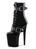 Sexy High Heels Stiefel Runder Reißverschluss Reißverschluss Stiletto Heel Rave Club Schwarze Stiefeletten