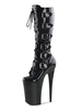 Sexy High Heels Stiefel Runder Reißverschluss Stiletto Heel Rave Club Schwarz Overknee Stiefel