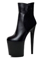 Sexy High Heels Stiefel Runder Reißverschluss Stiletto Heel Rave Club Schwarze Knöchelhohe Stiefel