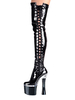 Sexy high heels stiefel stripper schuhe schnüren spule ferse rave club schwarz oberschenkel hohe stiefel über dem knie stiefel