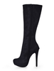 sexy knielange Stiefeletten aus Nubukleder mit Stilett Heels und Plateaus