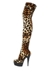 Sexy Over The Knie Stiefel Damen Plateau Leopardenmuster High Heel Oberschenkel Hohe Stiefel
