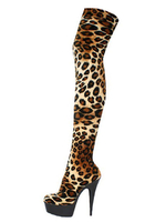 Sexy Over The Knie Stiefel Damen Plateau Leopardenmuster High Heel Oberschenkel Hohe Stiefel