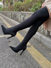 Sexy Overknee-Stiefel Stretchy Black Pointed Toe 4;5 "Pfennigabsatz Overknee-Stiefel