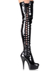 Sexy Overknees mit Schnüren und Plateaus in Schwarz