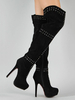 Sexy Plateau-Stiefel mit Nieten und Stilettos in Schwarz