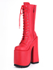 Sexy Plateaustiefel mit Blockabsatz und Schnürsenkel in Rot