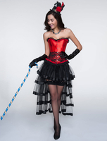 Sexy rote Korsett Overbust Sweetheart Taille Trainer mit Spitze Tiered Rock