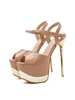 Sexy Sandalen für Damen Hellrosa PU-Leder Peep Toe Stiletto Absatzsandalen