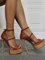 Sexy Sandalen für Damen mit hohen Absätzen Kaffeebraun PU-Leder Stöckelschuhe Sexy Schuhe