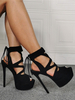 Sexy Sandalen für Damen Schwarz Micro Wildleder Obere Stöckelabsatz Sexy High Heel Schuhe