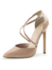 Sexy Sandalen für Frau Aprikose Leder Spitze Zehen Pailletten Sexy Schuhe