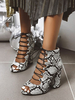 Sexy Sandalen für Frau Leopard Leder Round Toe Sexy Schuhe