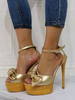 Sexy Sandalen für Frau Light Gold PU Leder Open Toe Stiletto Heel Sexy Sandaletten
