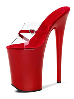 Sexy Sandalen für Frau Red PU Leder Peep Toe 9.1 Sexy Schuhe