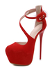 Sexy Sandalen für Frau rote runde Kappe Plattform 6;3 "Pfennigabsatz sexy Schuhe