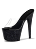 Sexy Sandalen für Frau Schwarz Leder Peep Toe High Heel Sandalen
