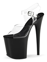 Sexy Sandalen für Frau Schwarz PU Leder Peep Toe Stiletto Sexy Schuhe