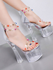 Sexy Sandalen für Frau Transparente Leder Square Toe Platform Sandalen