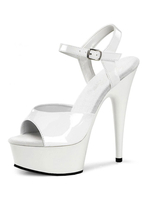 Sexy Sandalen für Frau Weiß Leder Peep Toe Monk Strap Sexy Schuhe