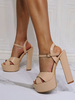 Sexy Sandalen für Frauen Nude Lack PU Upper Open Toe Chunky Heel Sky High Heel Sandalen