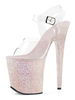Sexy Sandalen für Frauen-Rosa PU-Leder Peep Toe Pailletten Transparent Sexy Sandalen