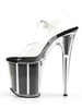 Sexy Sandalen für Frauen-Schwarz PU-Leder-Blick-Zehe transparente Plattform Sexy Sandalen