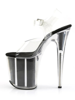 Sexy Sandalen für Frauen-Schwarz PU-Leder-Blick-Zehe transparente Plattform Sexy Sandalen