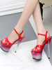 Sexy Sandalen für Frauen Ture Red Round Toe Cone Heels