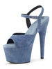 Sexy Sandalen mit hohen Absätzen Baby Blue PU Leder Peep Toe Monk Strap Sexy Damenschuhe