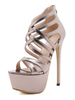 Sexy Sandalen mit hohen Absätzen für Damen Graue PU-Leder Peep Toe Stiletto Heels Sexy Sandalen mit hohen Absätzen