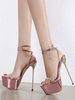 Sexy Sandalen mit hohen Absätzen für Damen Rosa PU-Leder Sexy Schuhe mit offenem Zehen-Stiletto-Absatz